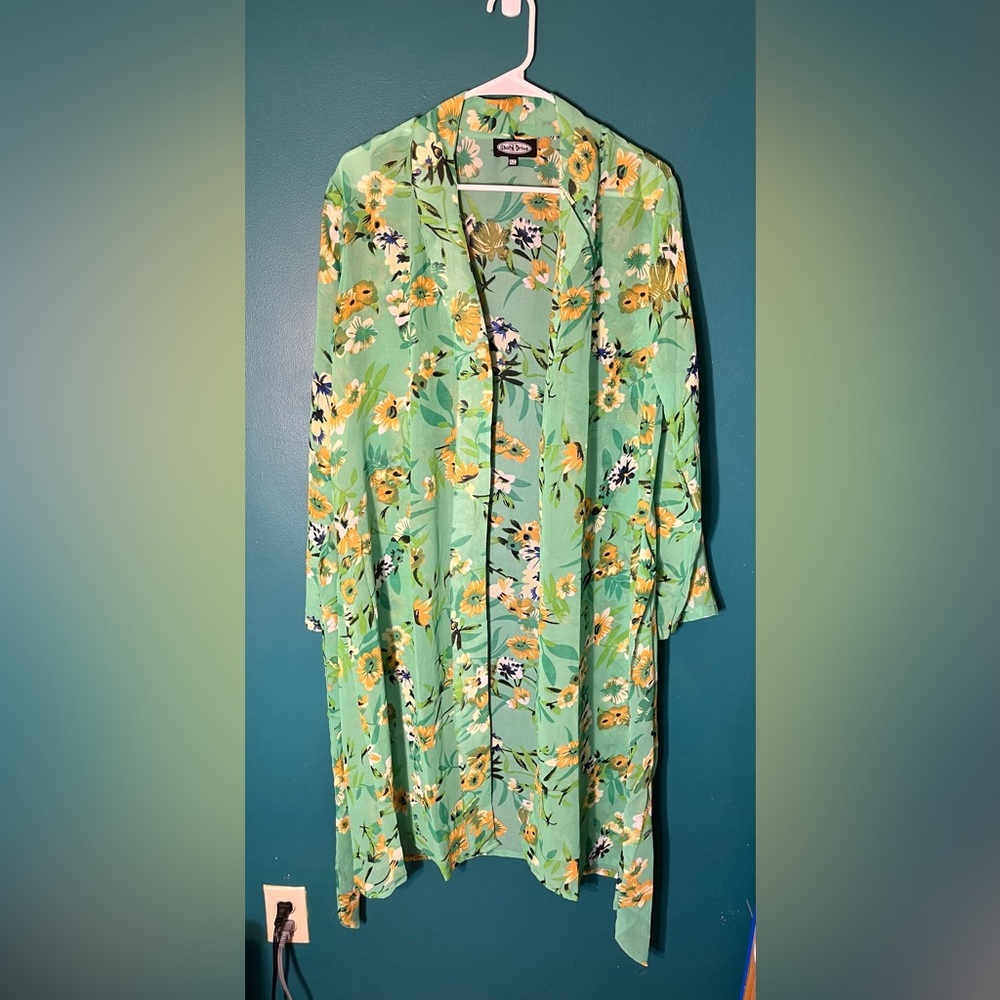 Floral Green Kimono